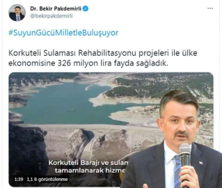 BAKAN PAKDEMİRLİ: 326 MİLYON LİRA FAYDA SAĞLADIK 
