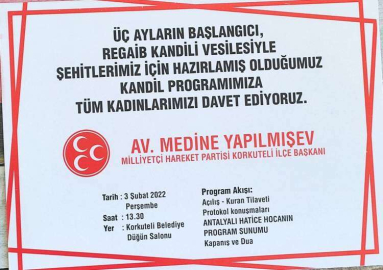 MHP’DEN REGAİP KANDİLİ PROGRAMI
