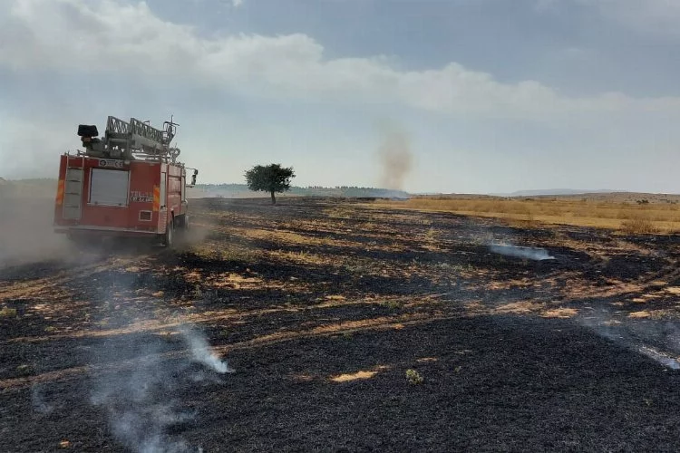 Küçükköy’de 40 dönümlük alanda anız yangını